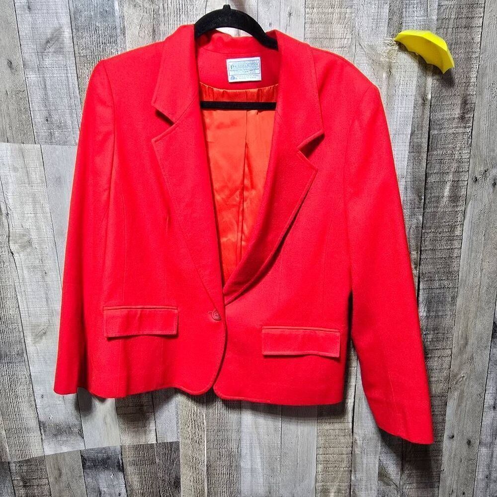 Pendleton Vintage Red Virgin Wool Blazer 18W Business Work Career Office Plus Si